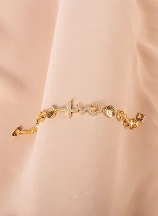 Chinese Gold Bracelet with Zirconic Heart Pulse 