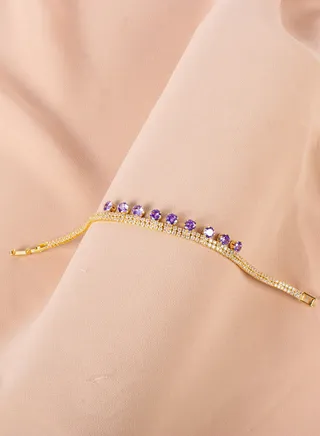 Purple Zirconic Stainless Steel Bracelet 