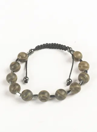Paracord Bracelet with Gray Beads Stones 
