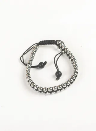 2 Layered Paracord Bracelet with Silver Onyx Beads 
