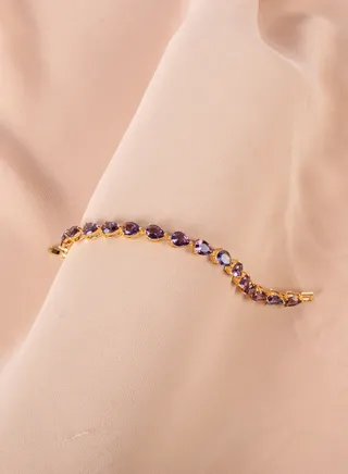 Purple Zirconic Water Drops Stainless Steel Bracelet 