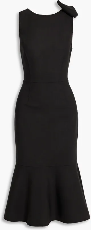 Fluted wool-blend crepe midi dress