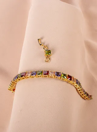 Multi Colored Zirconic Stainless Steel Bracelet 