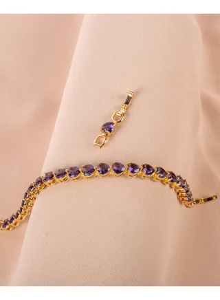 Purple Zirconic Heart Stainless Steel Bracelet 