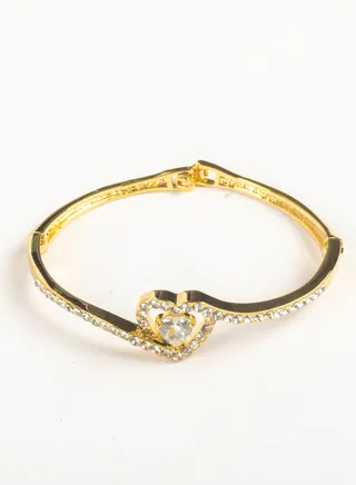 Platinum Zirconic Bracelet Gold with Zircon Heart Stone 