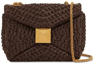 Large One Stud raffia effect bag