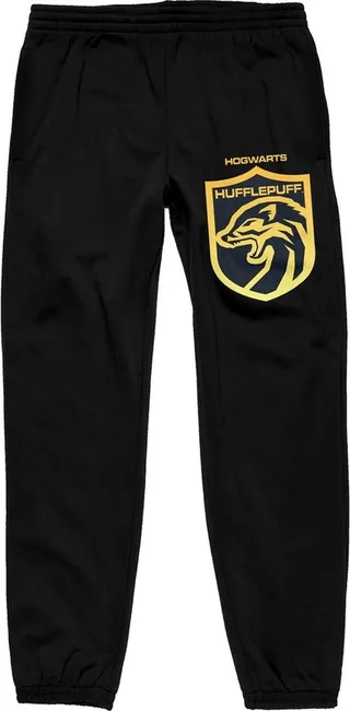 Harry Potter House of Hufflepuff Badger Crest Men’s Black Graphic Sleep Pants-XXL
