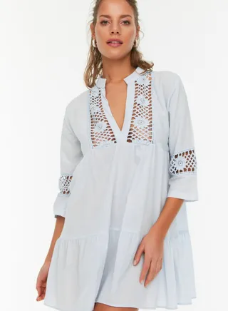 Lace Insert Tiered Dress