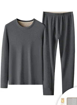 Mens Long Johns Fleese And Thick Thermal Underwear Set, 2 Piece Cold Weather Base Layer Set for Men Deep Grey 