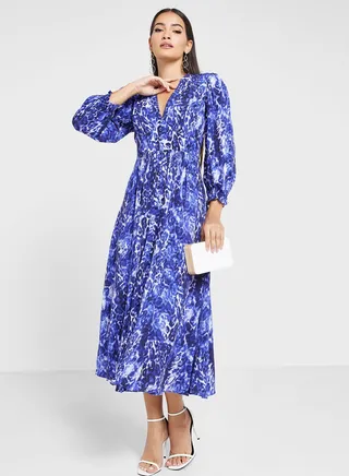 Surplice Neck Leopard Print Dress