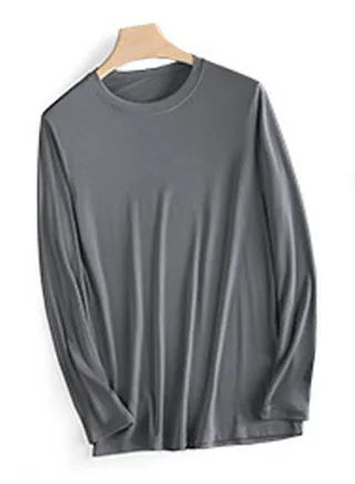 Mens Solid Color Soft Crew-Neck Thermal Underwear Shirt Cold Weather Base Layer,Long Sleeve T-Shirt Dark Grey 