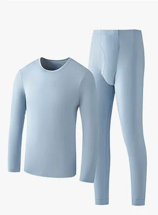 Mens Long Johns And Thermal Underwear Set 2 Piece Thin Base Layer Set for Men Greyish Blue 