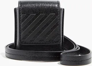 Striped textured-leather AirPods case
