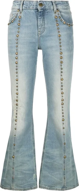 Stud-Detail Cropped Bootcut Jeans