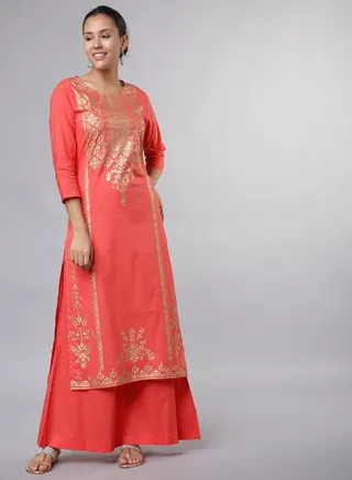 Foil Print Kurta and Palazzo Set 