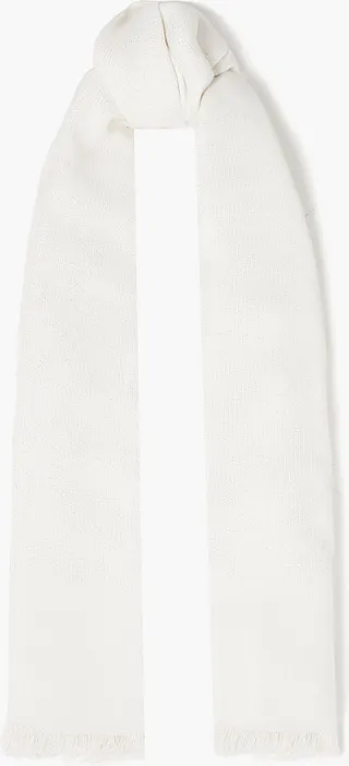 Fringed metallic gauze scarf