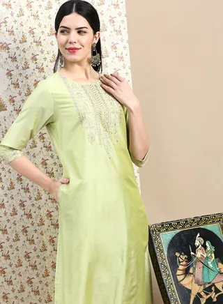 Embroidered Viscose Blend Festive Kurta & Pant Set 