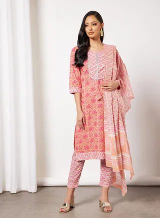 Print Short Kurta With Pants 