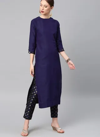 3/4 Sleeve Cotton Kurta & Trouser Co-Ords 