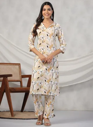 Floral Print Kurta & Pants Set 