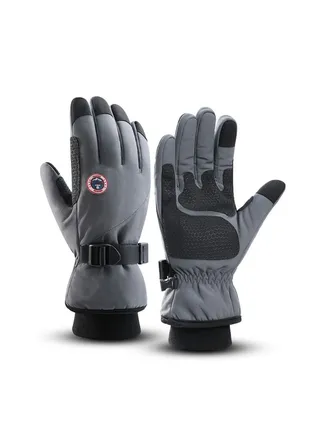 Men's Outdoor Windproof And Waterproof Sports Riding Plush Gloves In Winter 