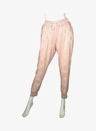 Pink Jacquard Textured Track Pants 