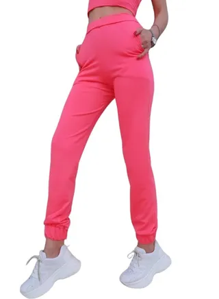 Women Soft Cotton Sweatpants Neon Pink 