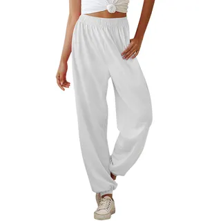 Elastic Ankle Loose Sports Sweatpants White 