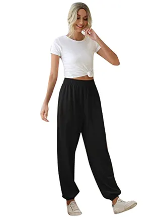 Elastic Ankle Loose Sports Sweatpants Black 