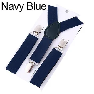 Baby Girls Boys Fashion Adjustable Clip-on Y-Back Child Elastic Suspenders Navy Blue 