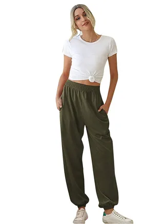 Elastic Ankle Loose Sports Sweatpants Green 