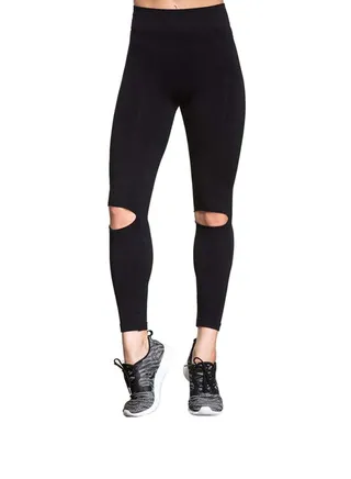 Cutout Design Skinny Fitness Tights Black 