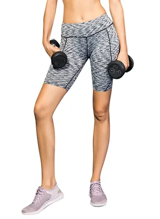 Stretchable High Waist Yoga Short Pants Light Grey 