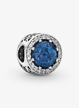 925 Sterling Silver Sparkling Dark Blue Charm for Pandora Moments Women's Bracelet 791725NMB 
