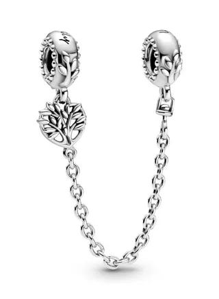 PANDORA Heart Family Tree Safety Chain Pendant 925 Sterling Silver 