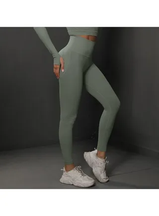Women's Knitted Seamless Tight Yoga Pants With High Waist Exercise 