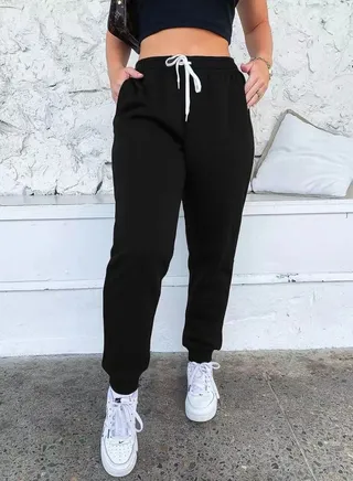 New women's Trousers Solid Color Thick Casual Sweatpants 
