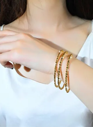 3Pcs Of 21k Gold Plated Bangle For Women 