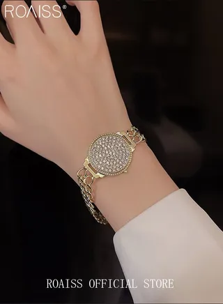 Ins Rhinestone Decor Bracelet Dial Plate Jewelry Fashion Hand Jewellery Watch for Women 