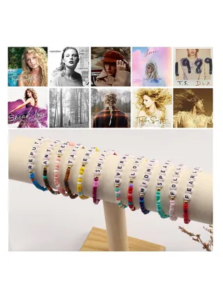 12pcs Taylor Swift Friendship Taylor Friend Gift Inspiration Design Rice Bead English Letter Bracelet 