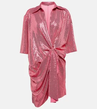 Sequined gathered minidress