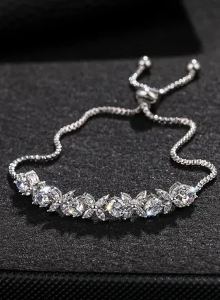 Elegant Silver Plated Cubic Zircon Bracelet For Women 