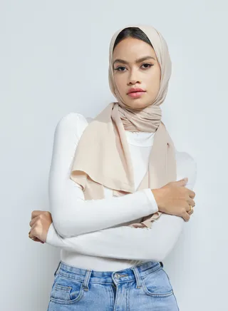 Luxury Latte Chiffon Hijab 