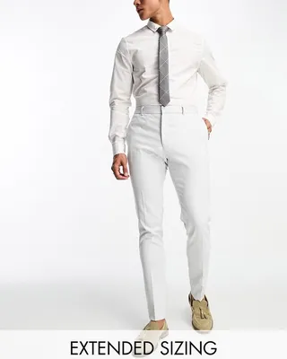 ASOS DESIGN wedding skinny suit pants with micro texture in ice gray
