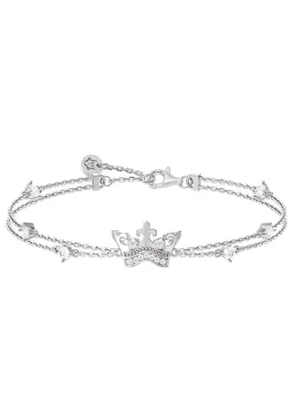 Women's Sterling Silver Bracelet of Crown Charm 