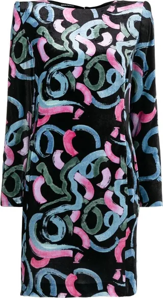 Abstract-Pattern Print Mini Dress