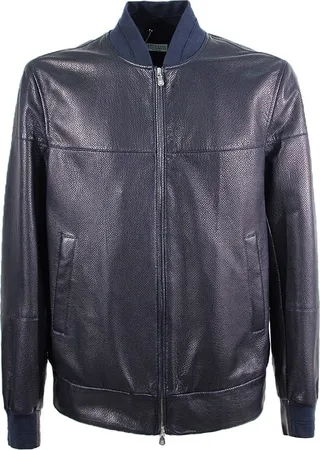 Brunello Cucinelli Perforated Nappa Leather Bomber Jacket