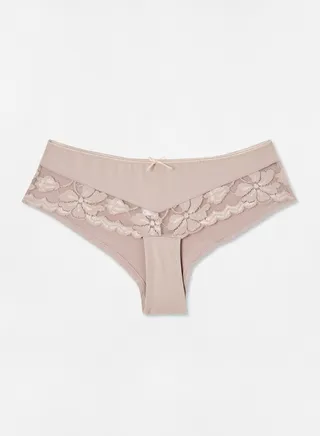 Lace Pattern Boyshorts Beige 