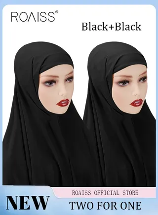 2 Piece Women Chiffon Hijab Set Muslim Casual Scarf Turban for Ladies Beading Decoration Versatile All Seasons Wearable Traditional Wear Hijab Ramadan and Eid al Adha Gifts 