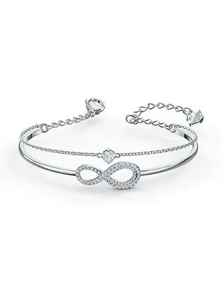 Rhodium Plated Stone Studded Infinity Bracelet 